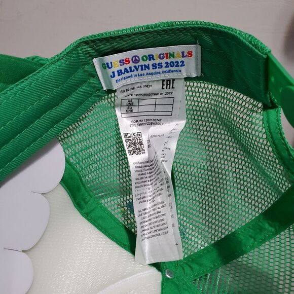 Guess Originals x J Balvin Amor Collection Green & White Unisex Trucker Hat NWT - Picture 6 of 8